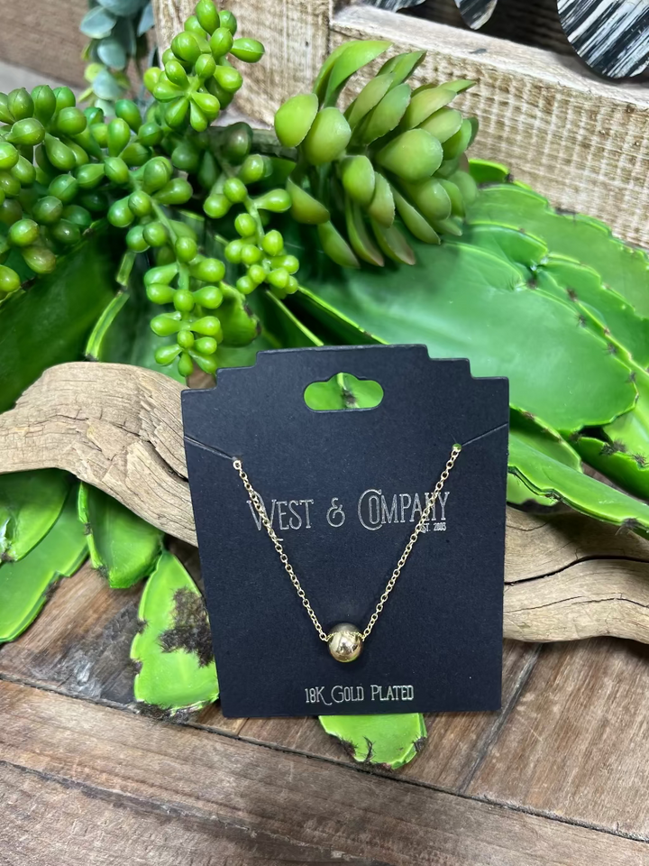 Midland 18K Gold Burnished Chain Necklace with Bead Accent