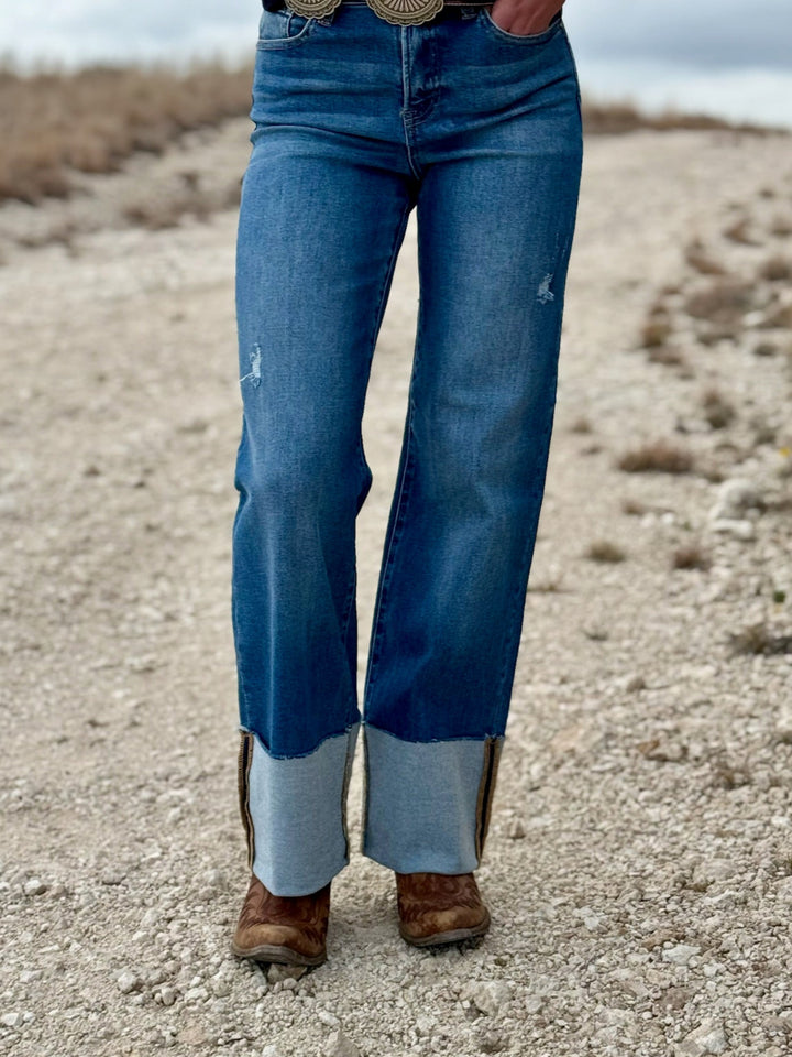 Maeve Cuffed Denim Jeans by Risen