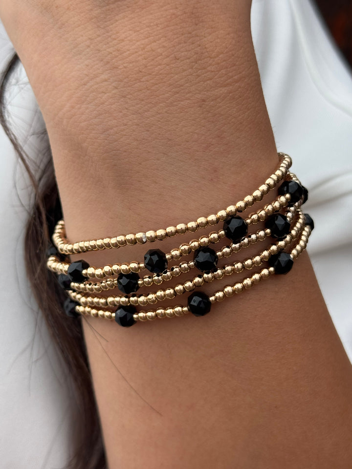 Palm Beach Black & Gold Stretchy Bracelet