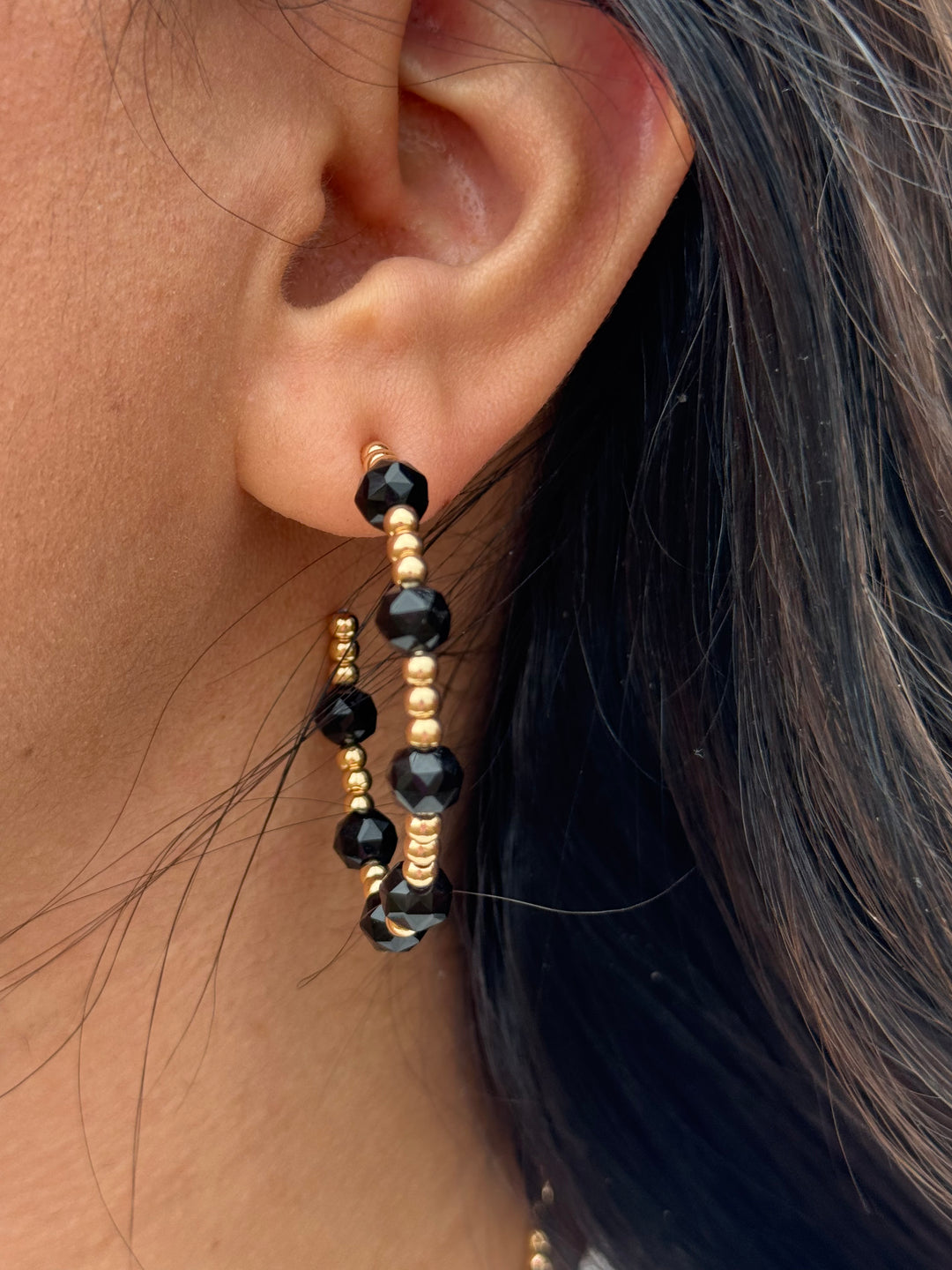 Black & Gold Beaded Earrings