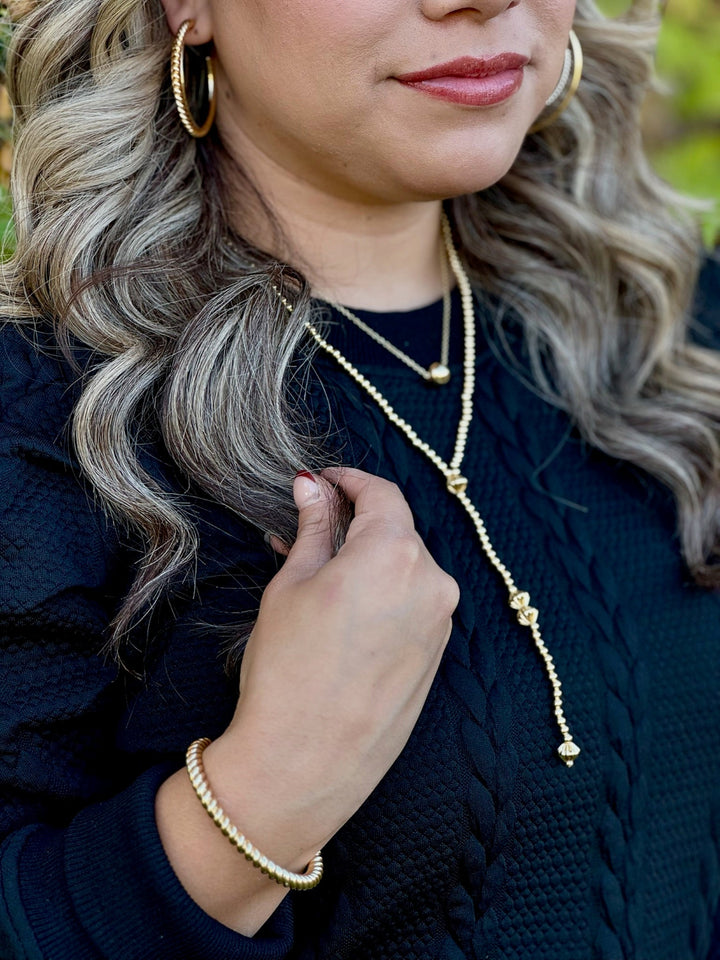 Austin 18K Gold Beaded Y Necklace