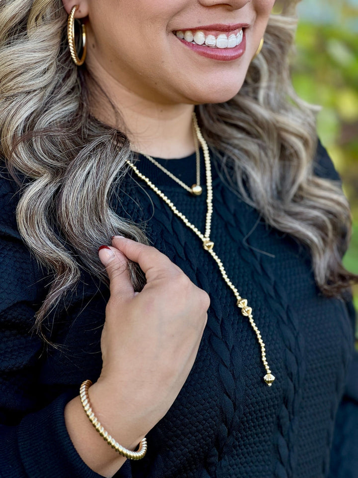 Austin 18K Gold Beaded Y Necklace