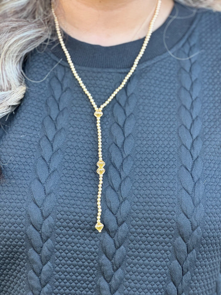 Austin 18K Gold Beaded Y Necklace