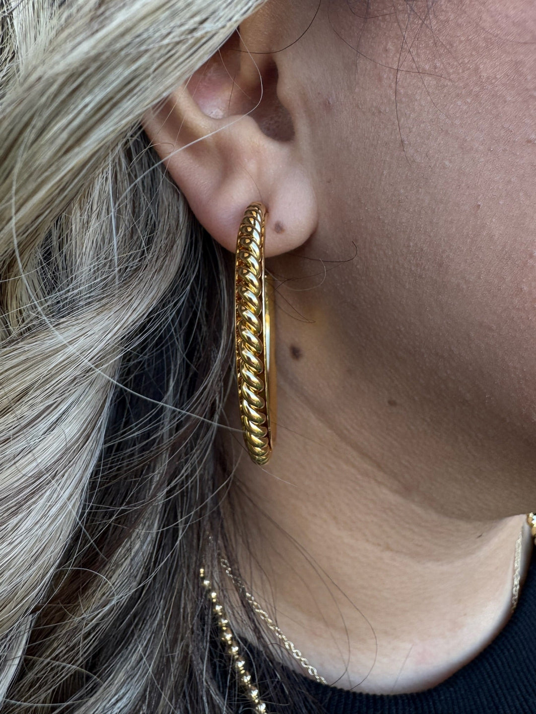 Rayburn 18K Gold Burnished Twist Hoop Earring