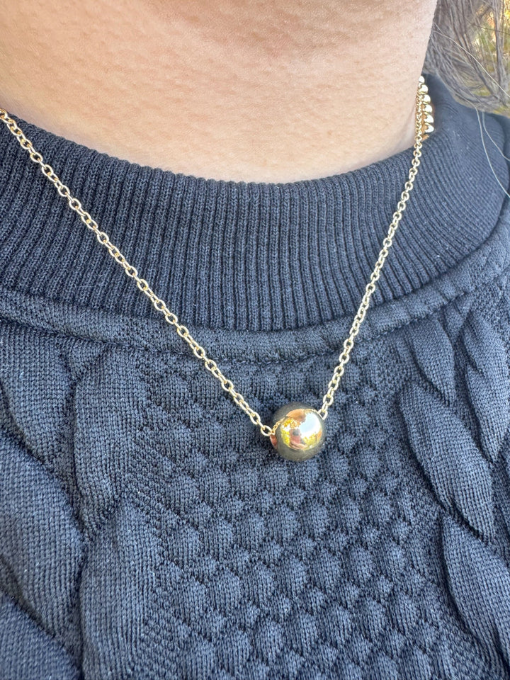 Midland 18K Gold Burnished Chain Necklace with Bead Accent