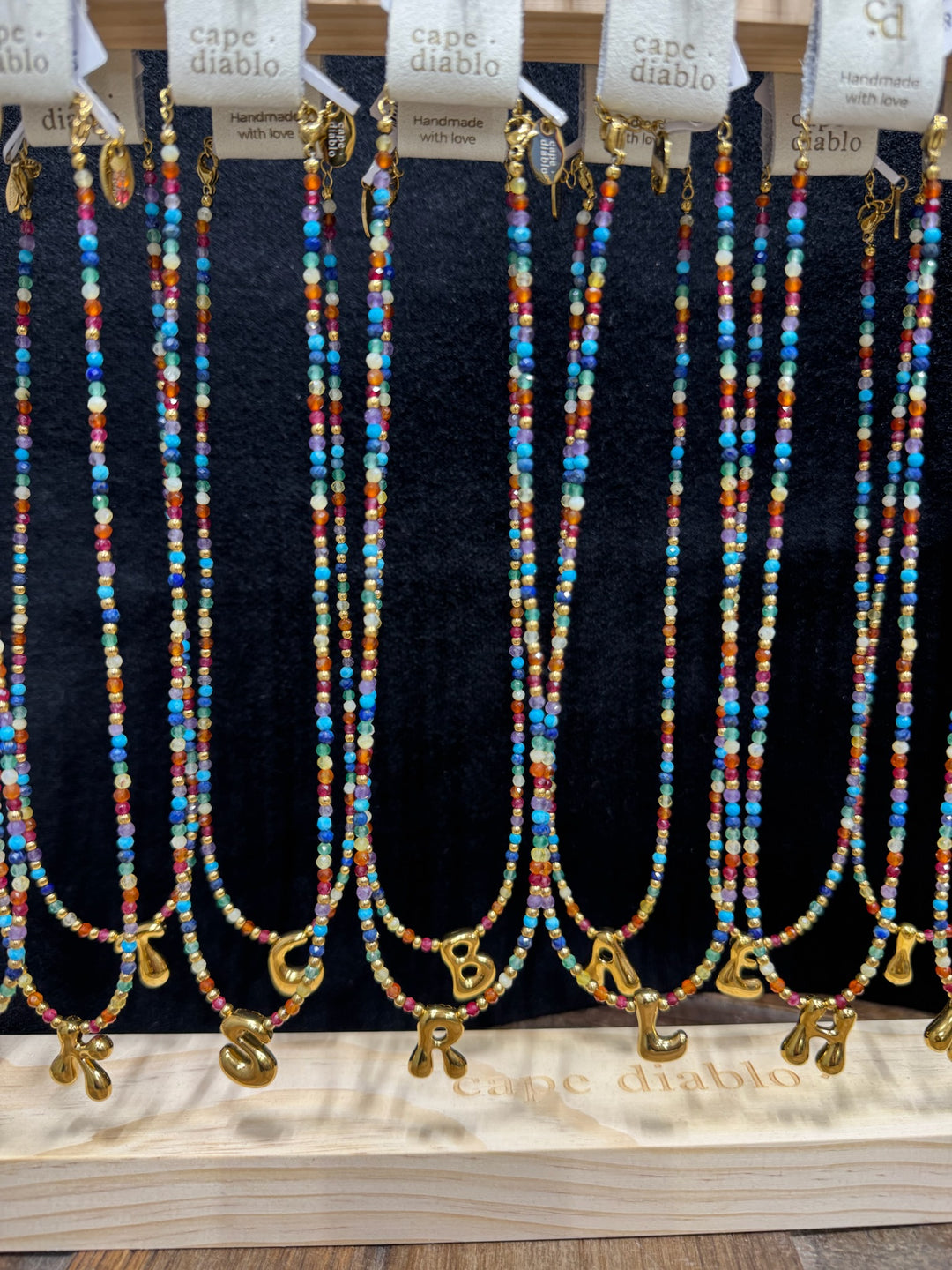 Rainbow Bubble Letter Initial Necklace