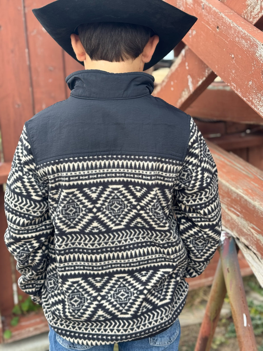 Boy's Basis Black Southwest Fleece Pullover by Ariatt