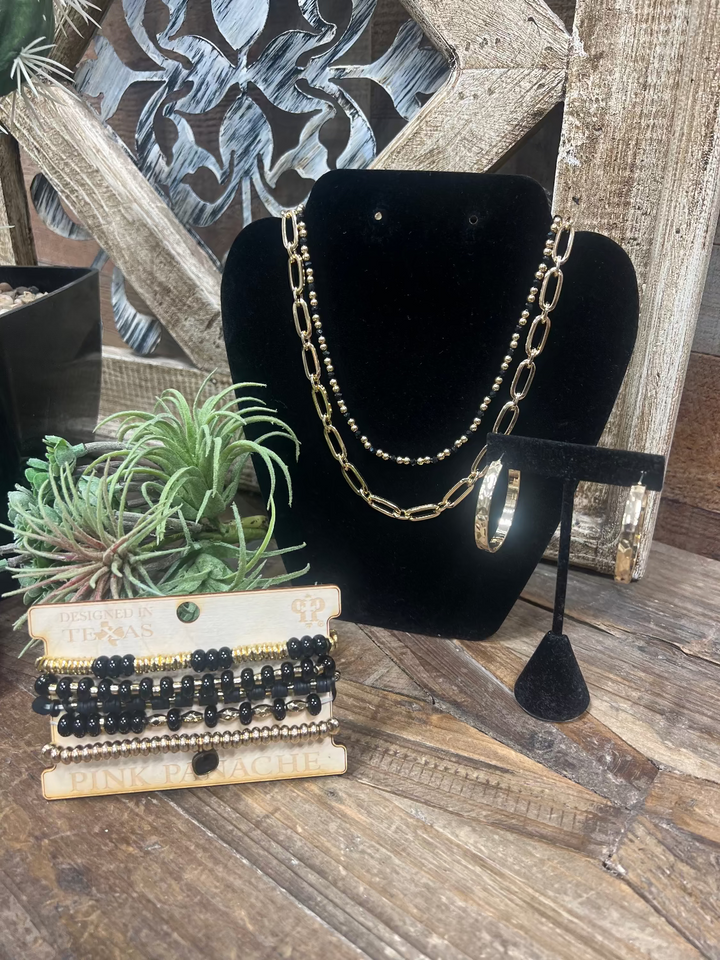 Gracie Black & Gold Chain Necklace