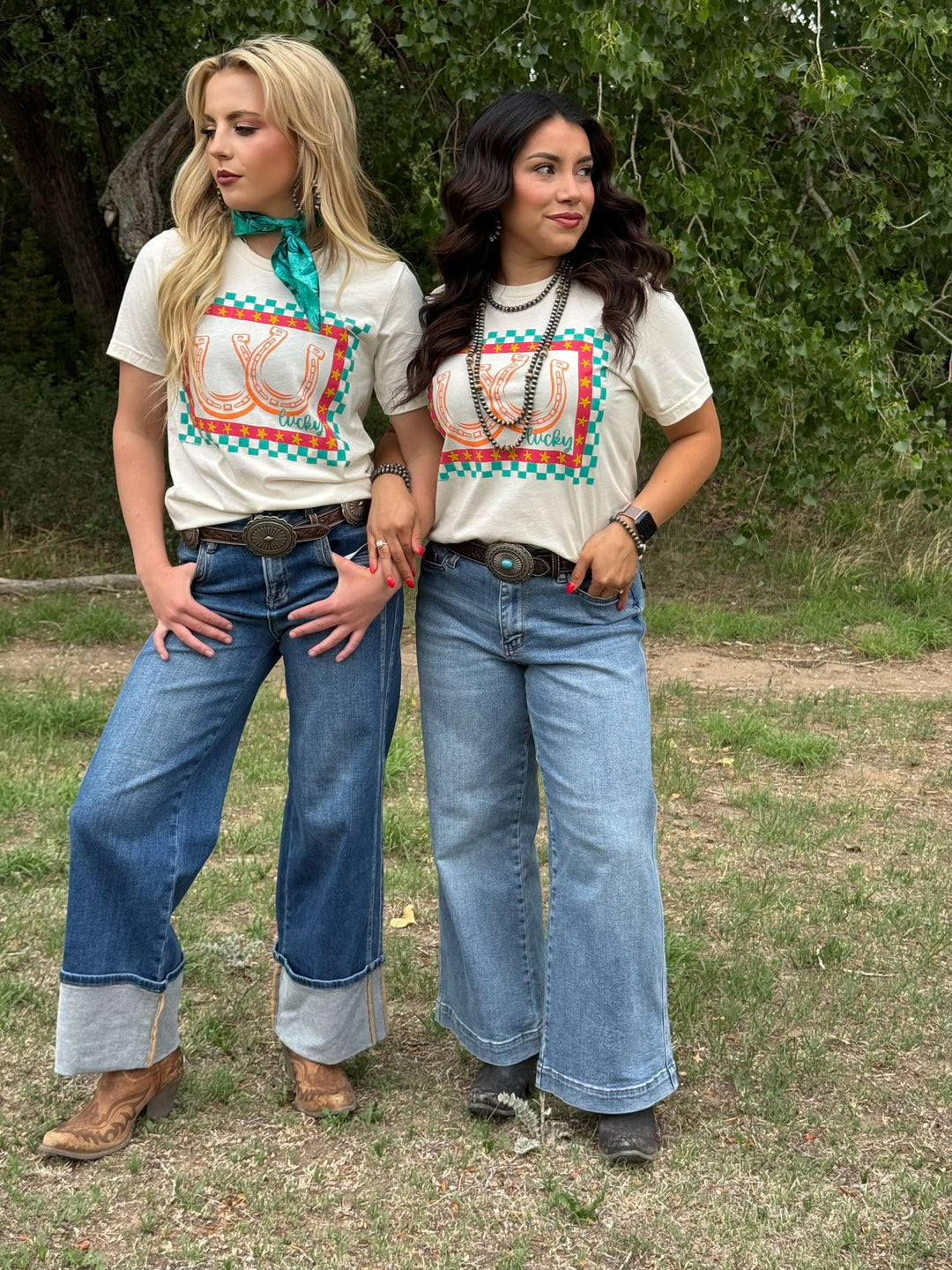 Checkered Lucky Horseshoe by Texas True Threads
