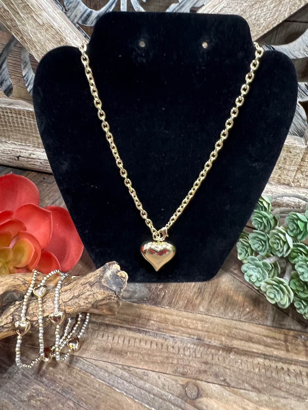 Golden Heart Trio Silver & Gold Bracelet Set