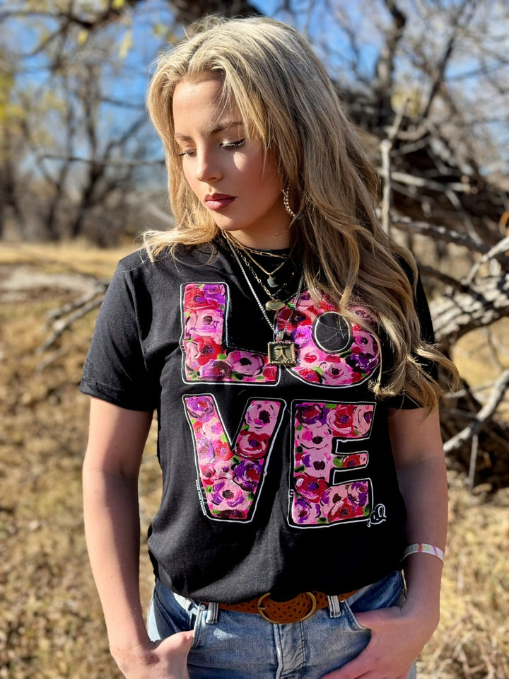Callie's Stacked Floral Love Graphic Tee by Texas True Threads
