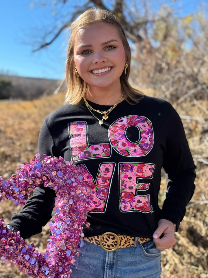 Callie's Stacked Floral Love Graphic Tee by Texas True Threads