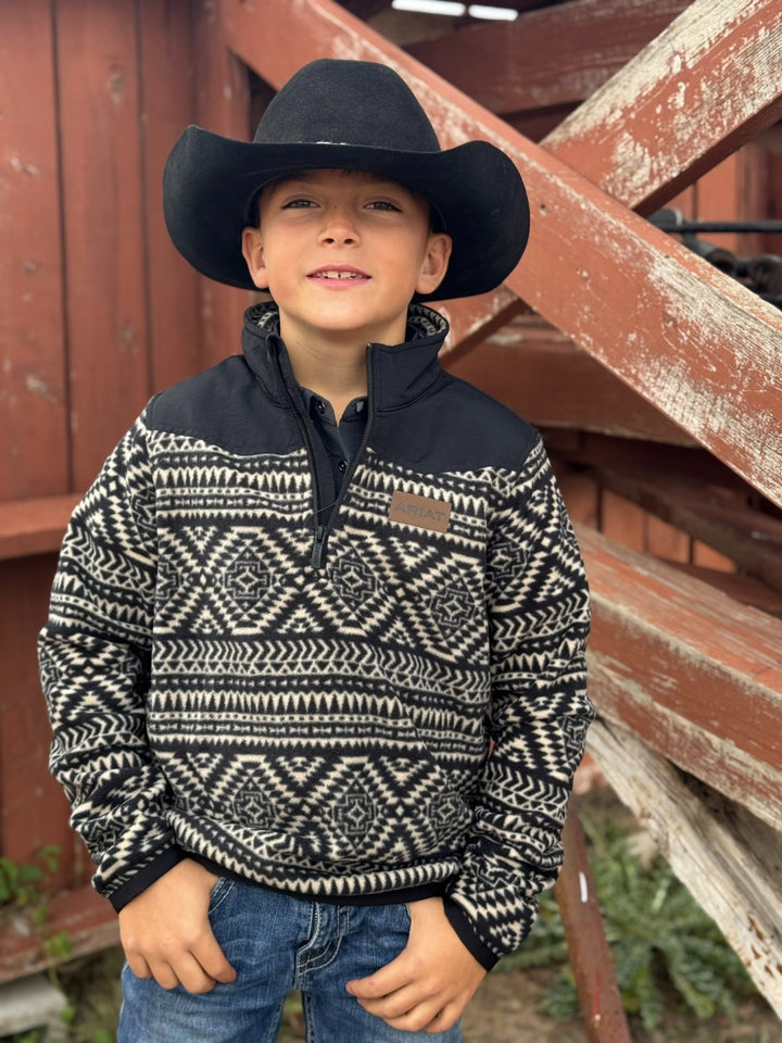 Boy's Basis Black Southwest Fleece Pullover by Ariatt