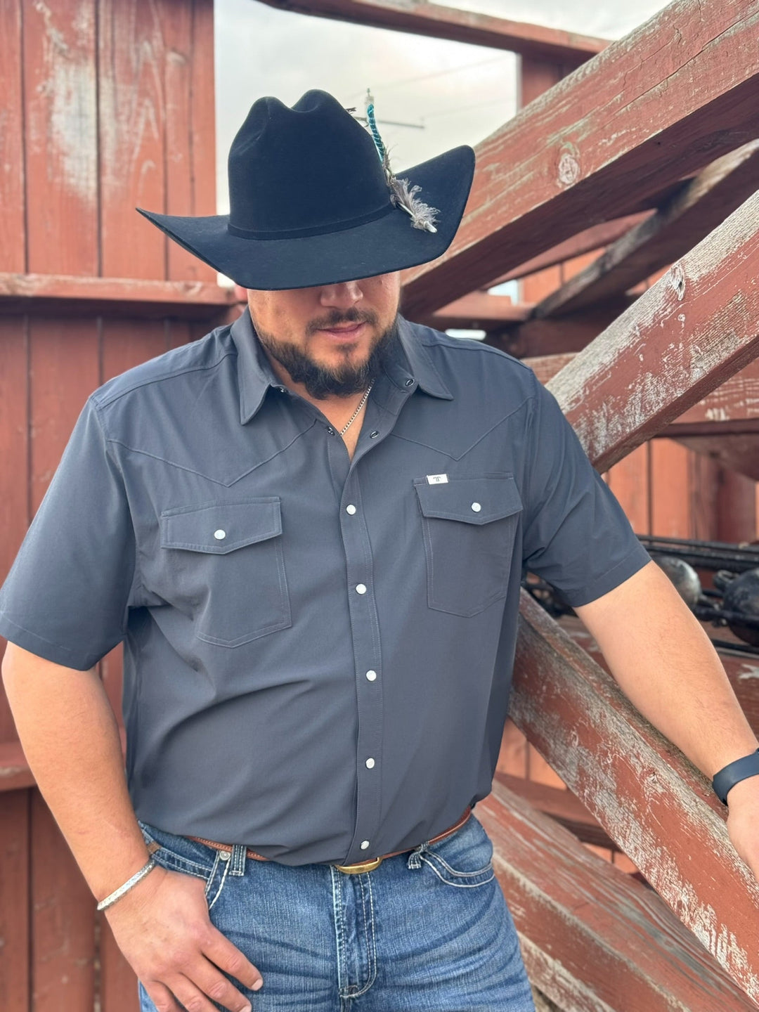 Core - Men's Grey Short Sleeve Snap Shirt by Ferrell