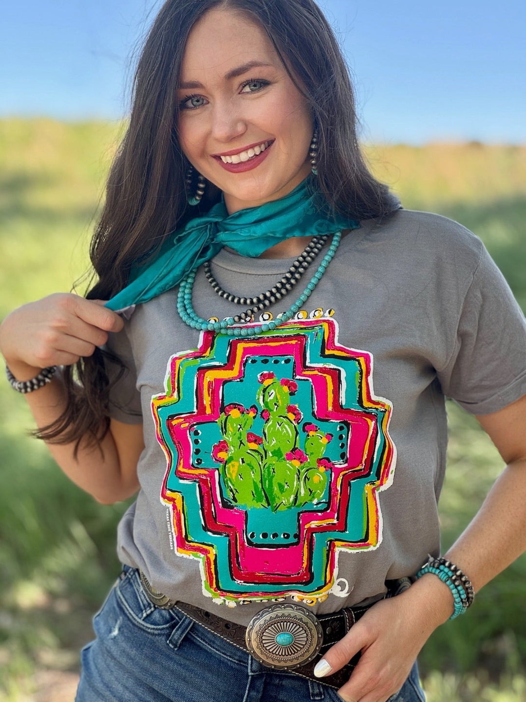 Callie's Aztec Cactus Graphic Tee by Texas True Threads