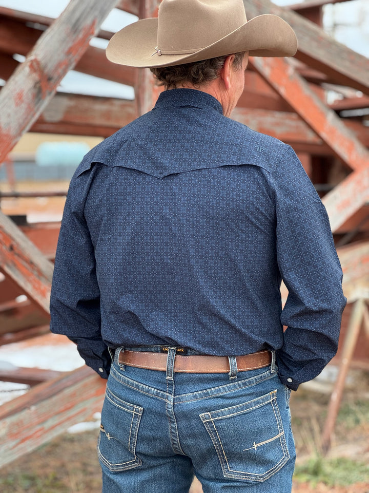 The Collin in Blue Long Sleeve Snap Shirt by Ferrell