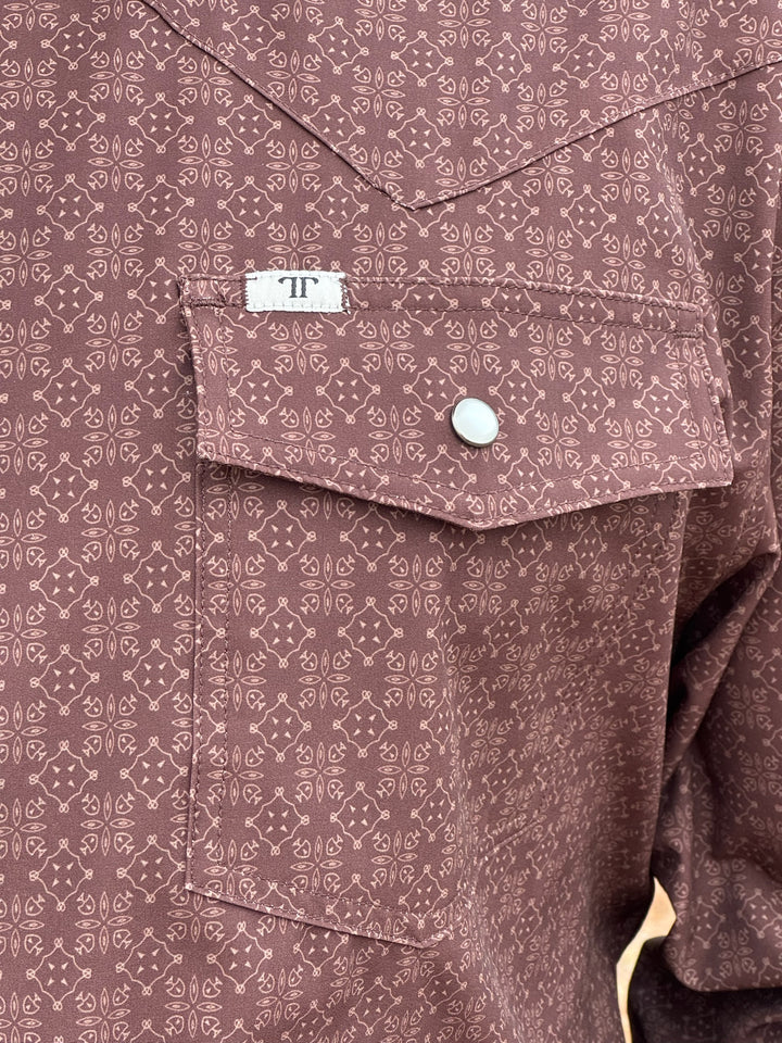 The Collin in Brown Long Sleeve Snap Shirt by Ferrell
