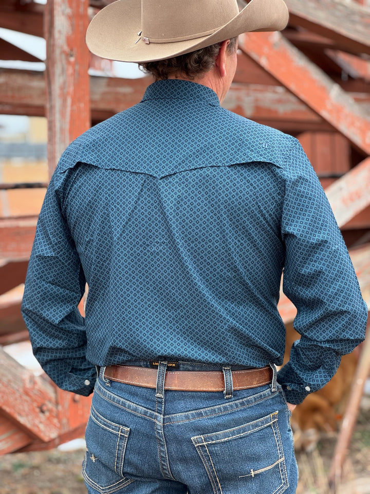 The Frost Blue Long Sleeve Snap Shirt by Ferrell