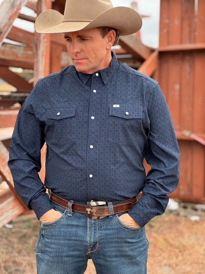 The Collin in Blue Long Sleeve Snap Shirt by Ferrell