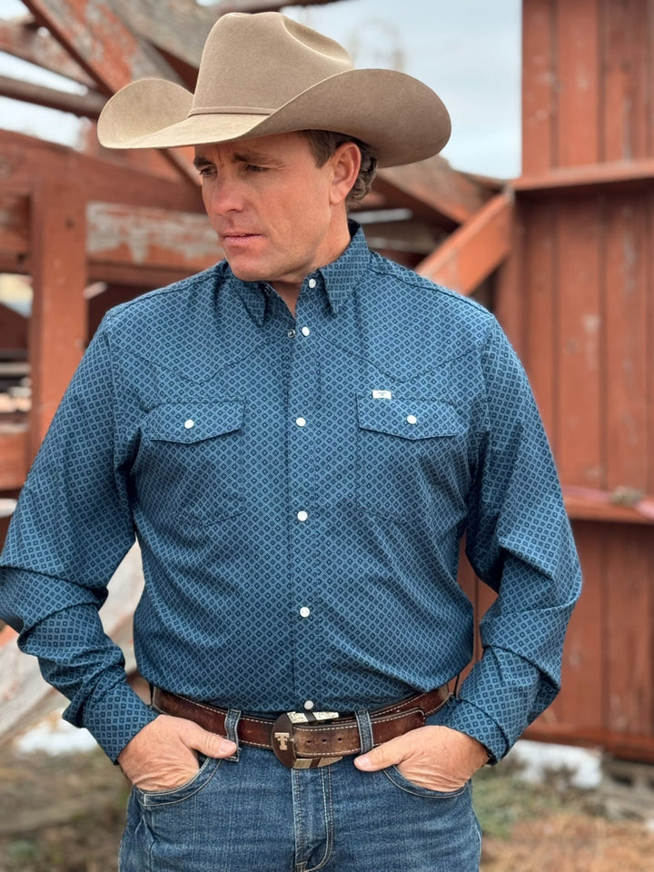 The Frost Blue Long Sleeve Snap Shirt by Ferrell