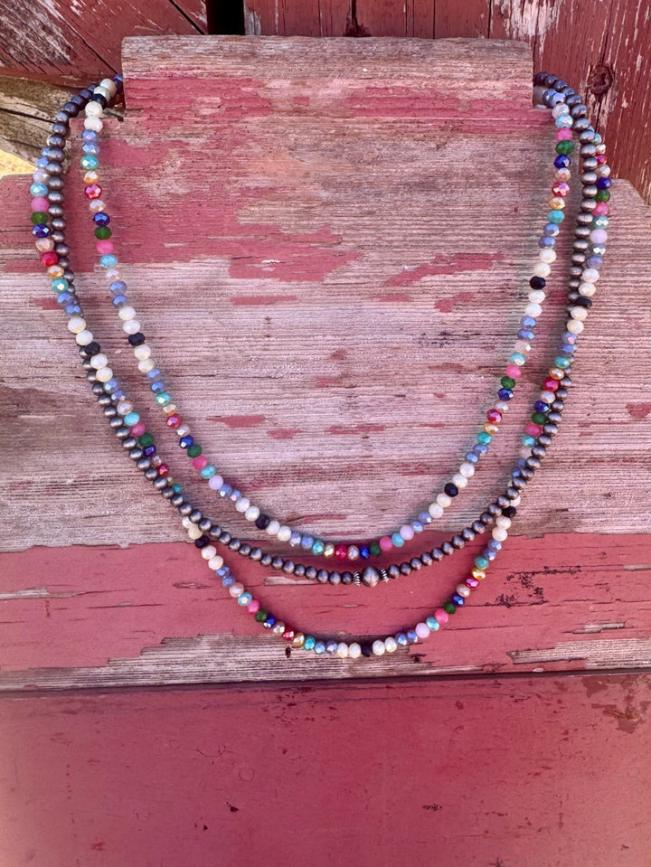 Ballinger Triple Strand Beaded Necklacee