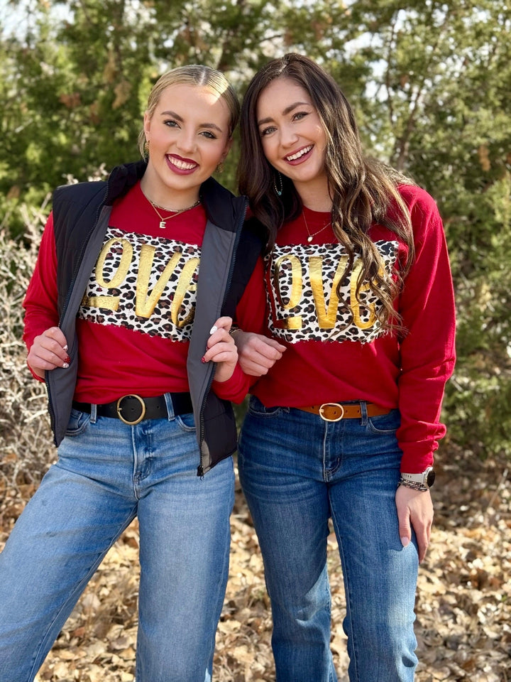 Leopard Love in Gold Puff Graphic Tee by Texas True Threadss