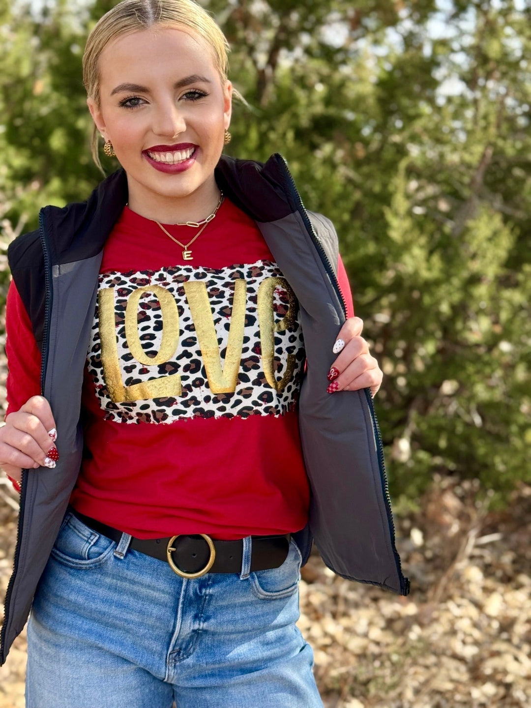 Leopard Love in Gold Puff Graphic Tee by Texas True Threadss