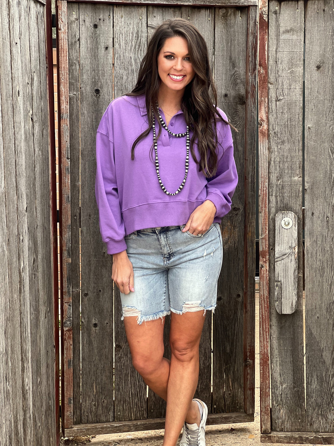 Janis Purple Collared Pullover