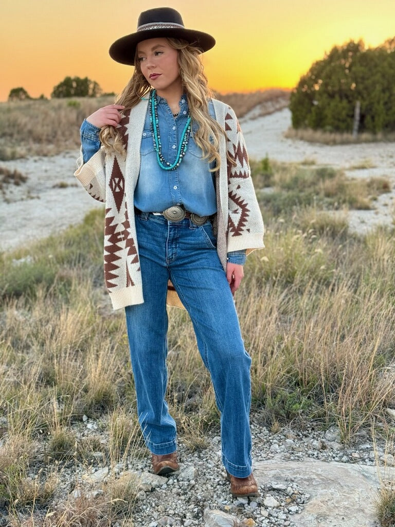 Sahara Cream & Brown Aztec Cardigan