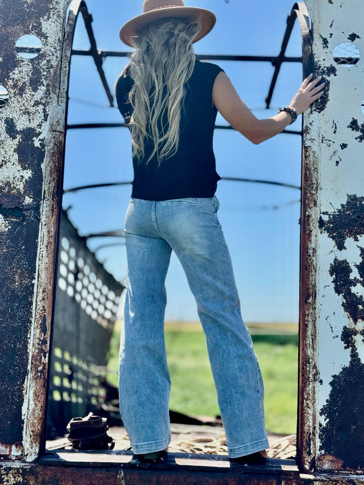 Remi Double Button Wide Leg Trouser Jean by Risen