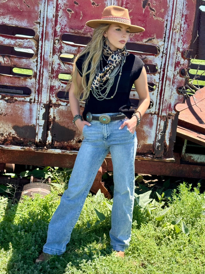 Remi Double Button Wide Leg Trouser Jean by Risen