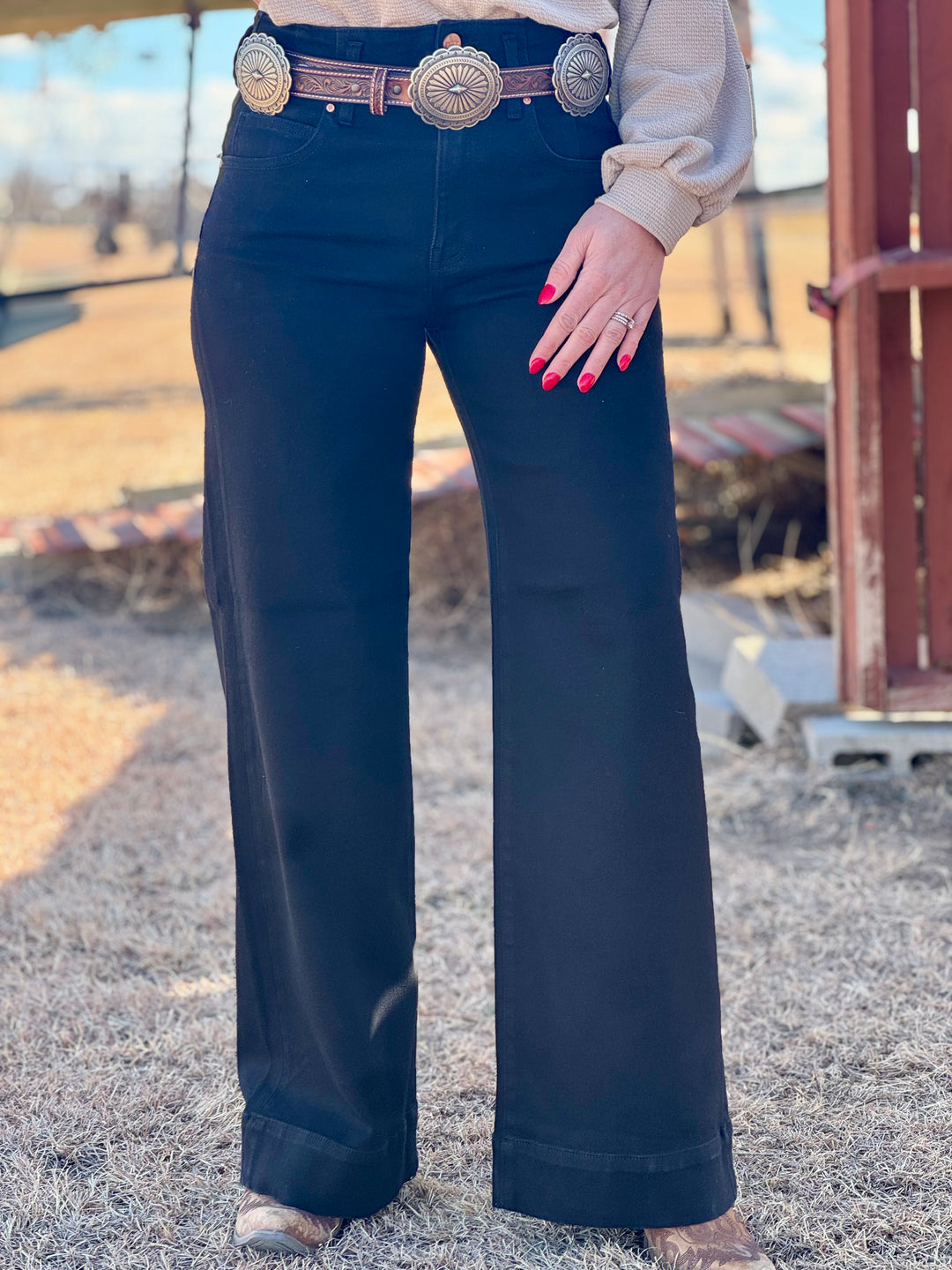 Natalia Black Wide Leg Jean by Risen