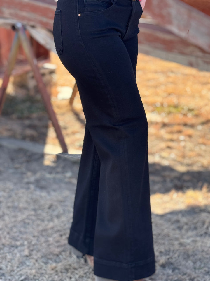 Natalia Black Wide Leg Jean by Risen
