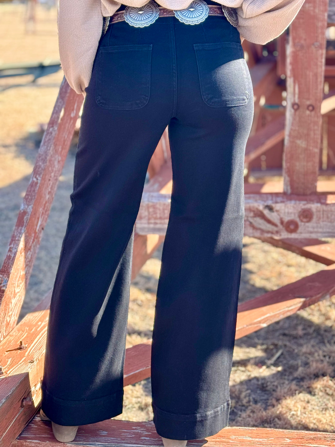 Natalia Black Wide Leg Jean by Risen