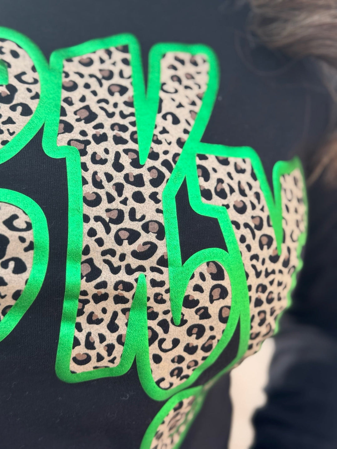 Leopard Lucky with Green Puff Tee by Texas True Threads