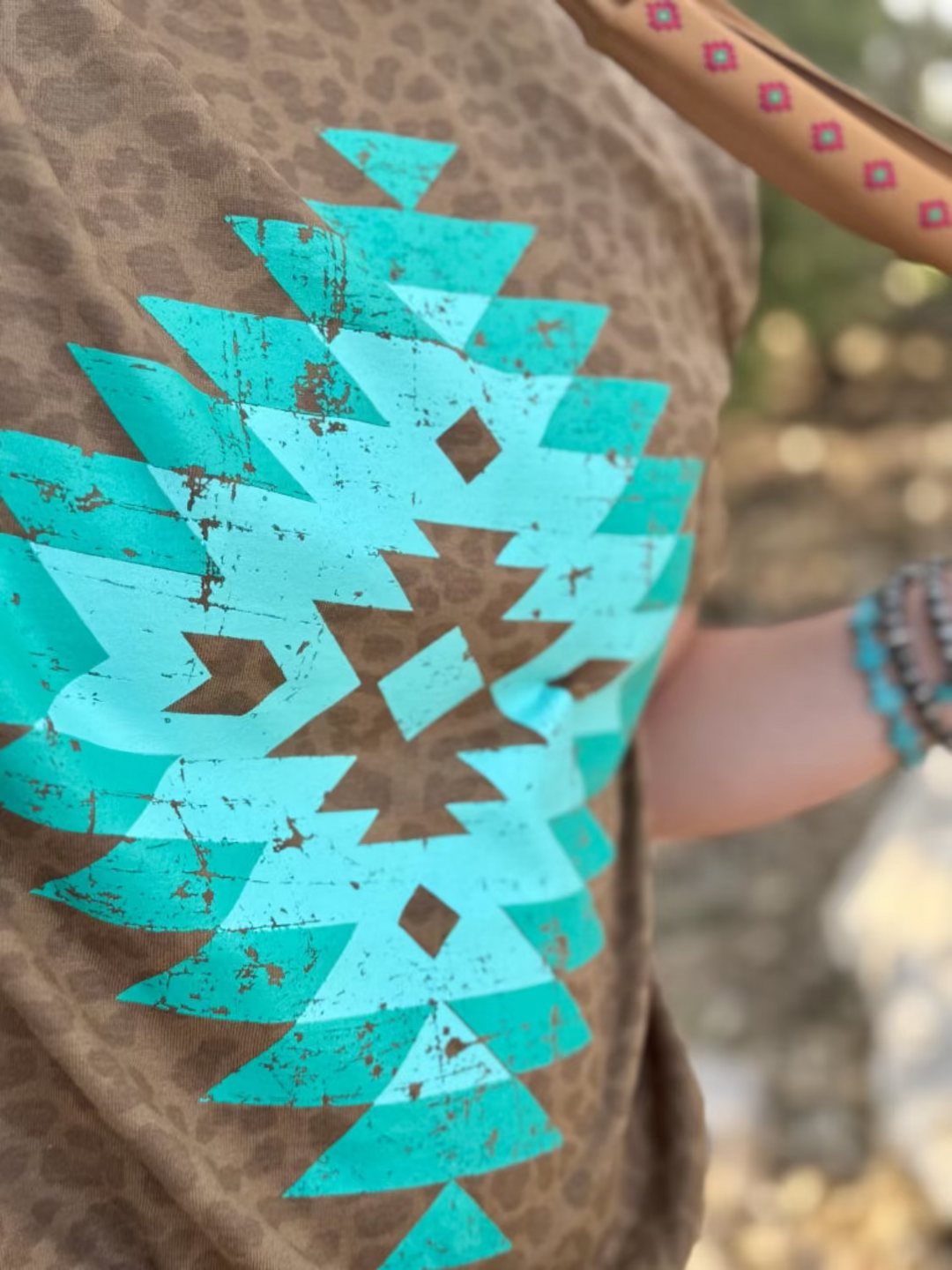 Brown Leopard Aztec Graphic Tee by Texas True Threads