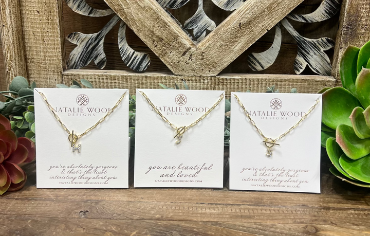Sparkle Mini Toggle Initial Necklace