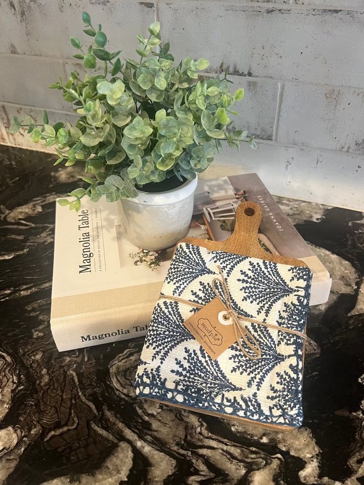 Wood Board & Towel Set by Mud Pie