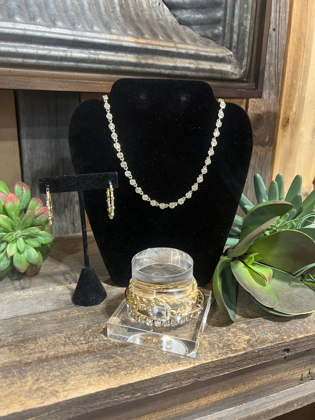 Aylih Gold & Crystal Hoops