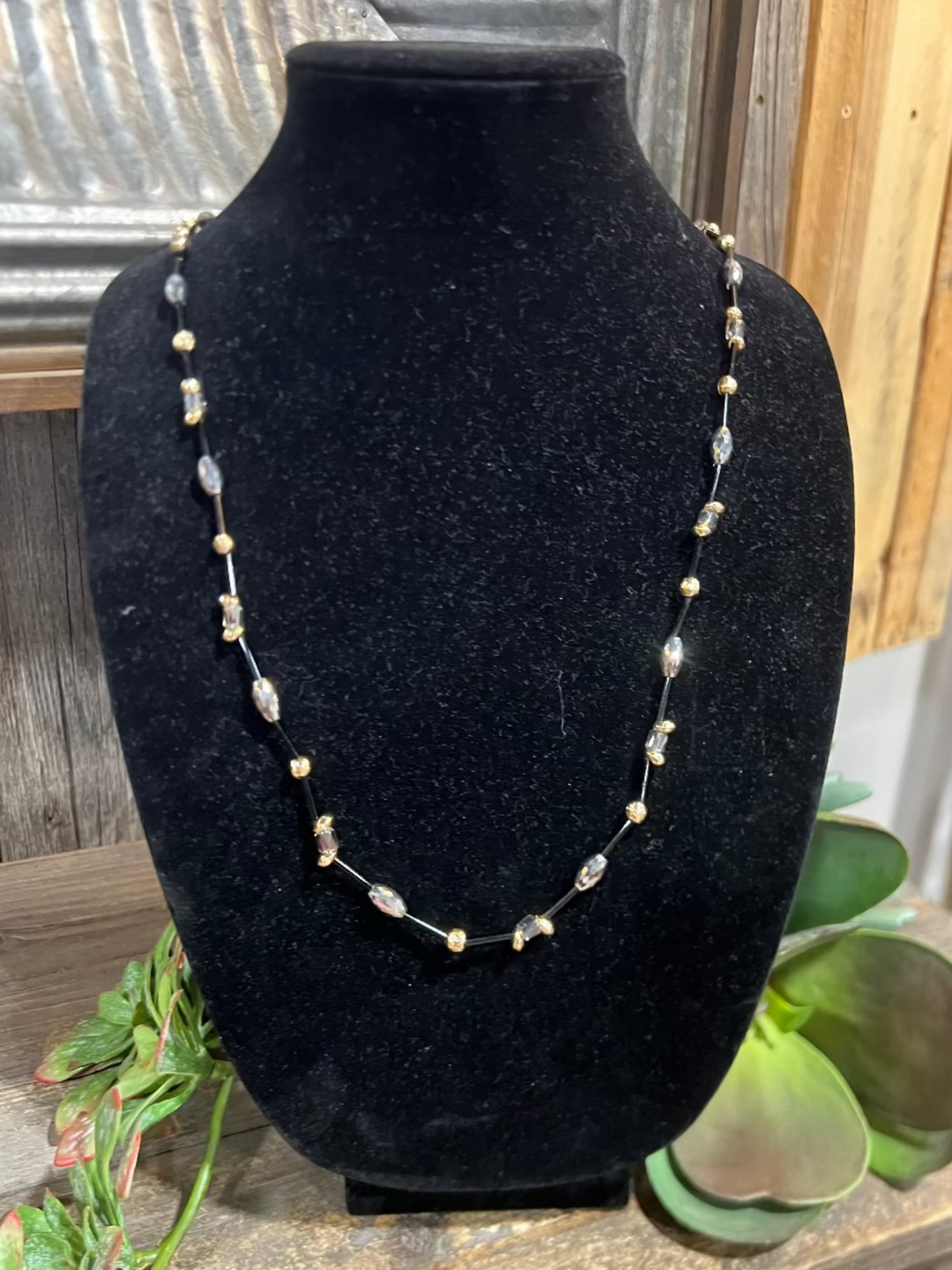 Marie Black & Gold Necklace