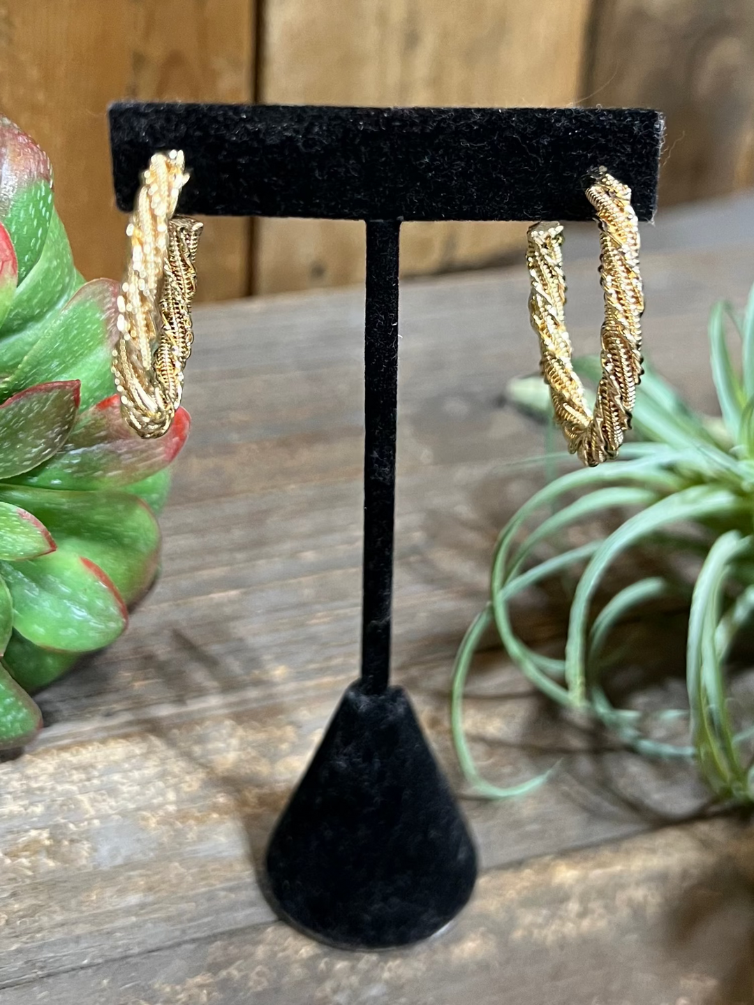 Liz Gold Textured Hoop Earring