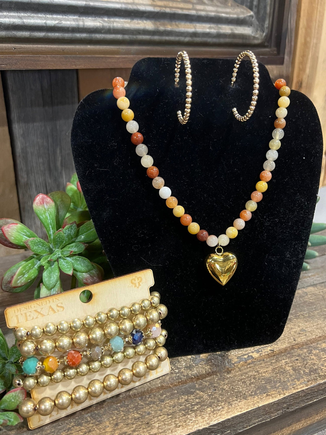 Chunky Statement Brownstone Necklace
