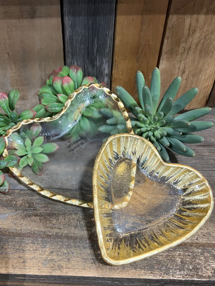 Glass Heart Tidbit Tray Set by Mud Pie