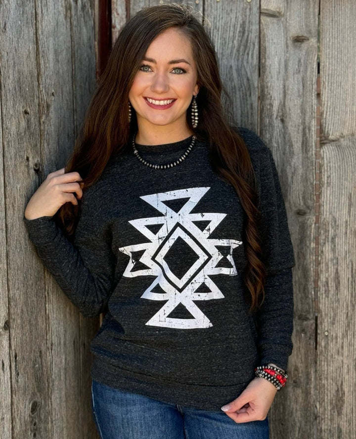 Ringo Aztec Charblack Sweatshirt by Texas True Threads