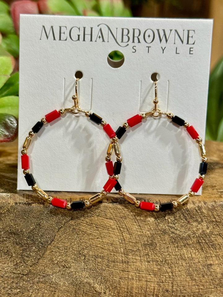 Tuffy Red,Black & Gold Earring