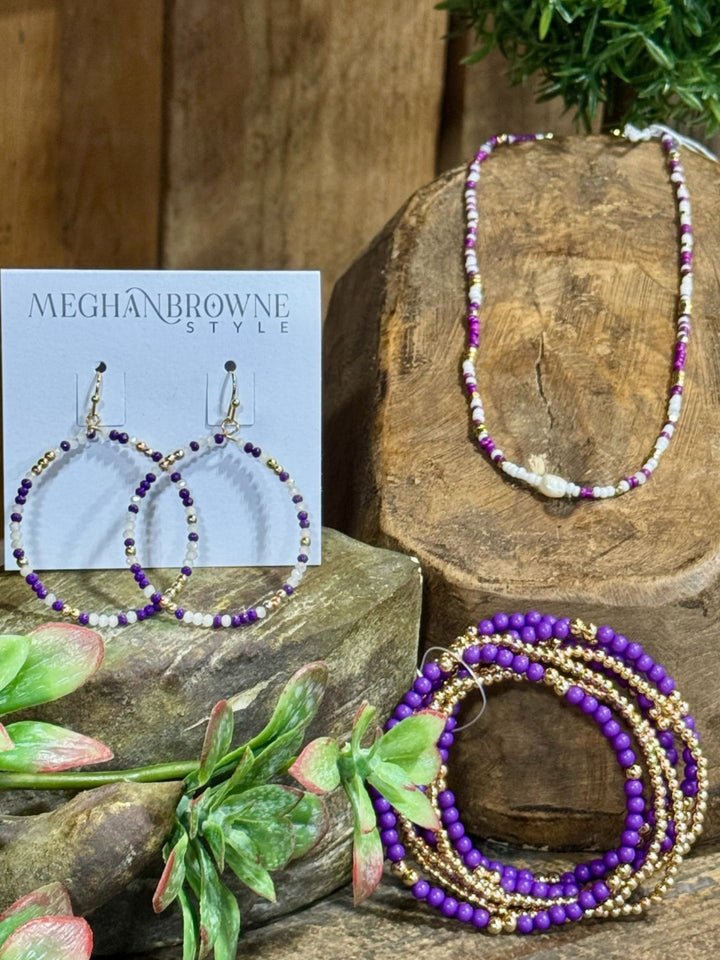 Tiger Purple & White Earrings