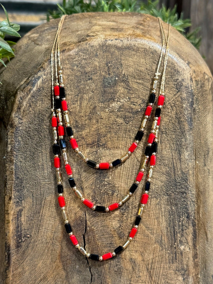 Tuffy Red,Black & Gold Earring