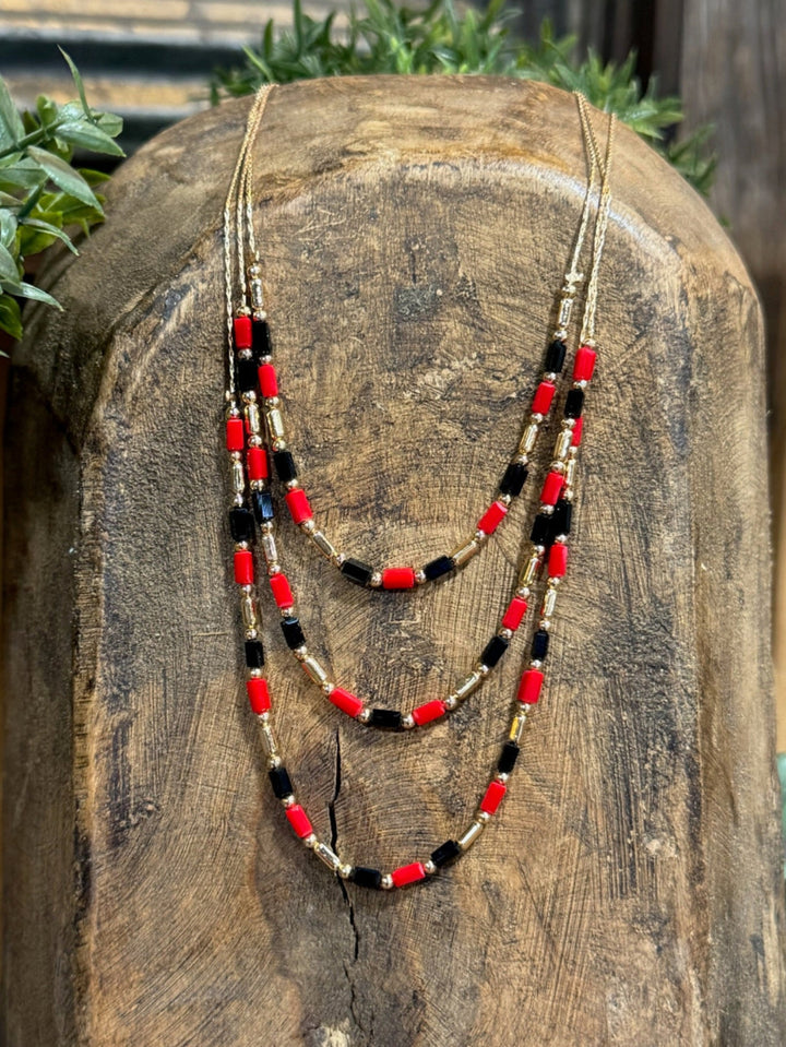 Duffy Red, Black and Gold Necklace