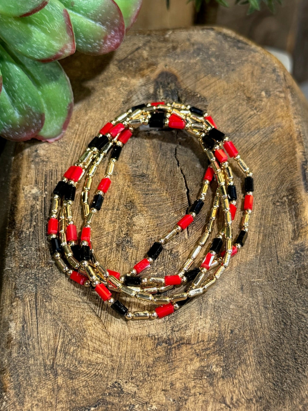 Tuffy Red,Black & Gold Earring