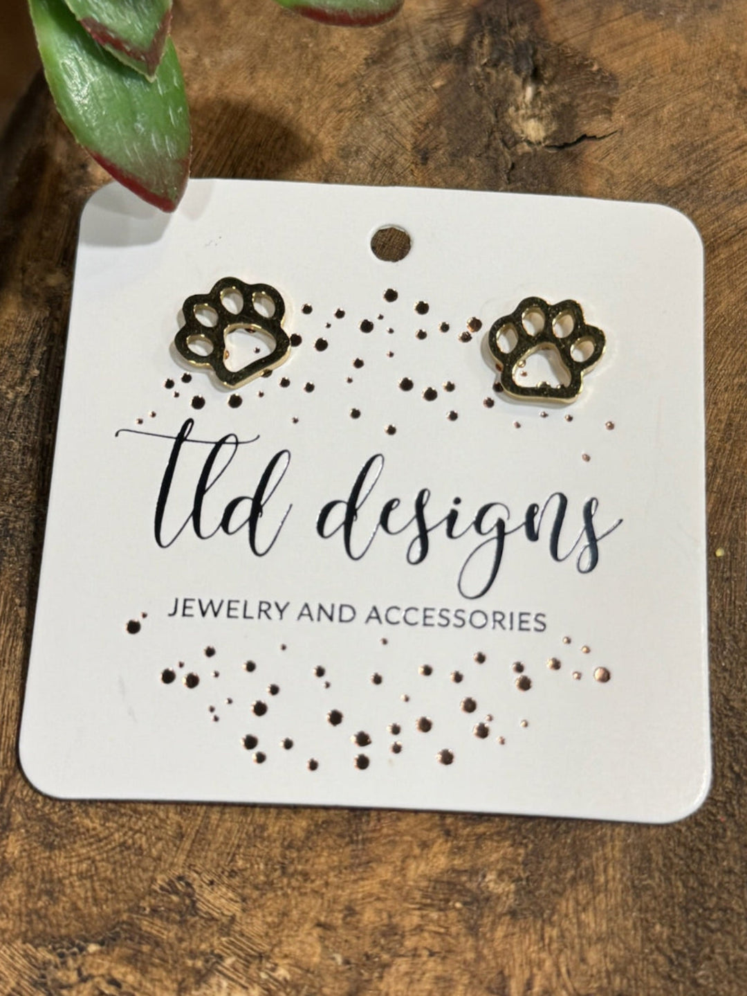 Paw Print Gold Earrings